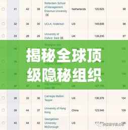 揭秘全球顶级隐秘组织榜单,震撼你的未知世界排名!